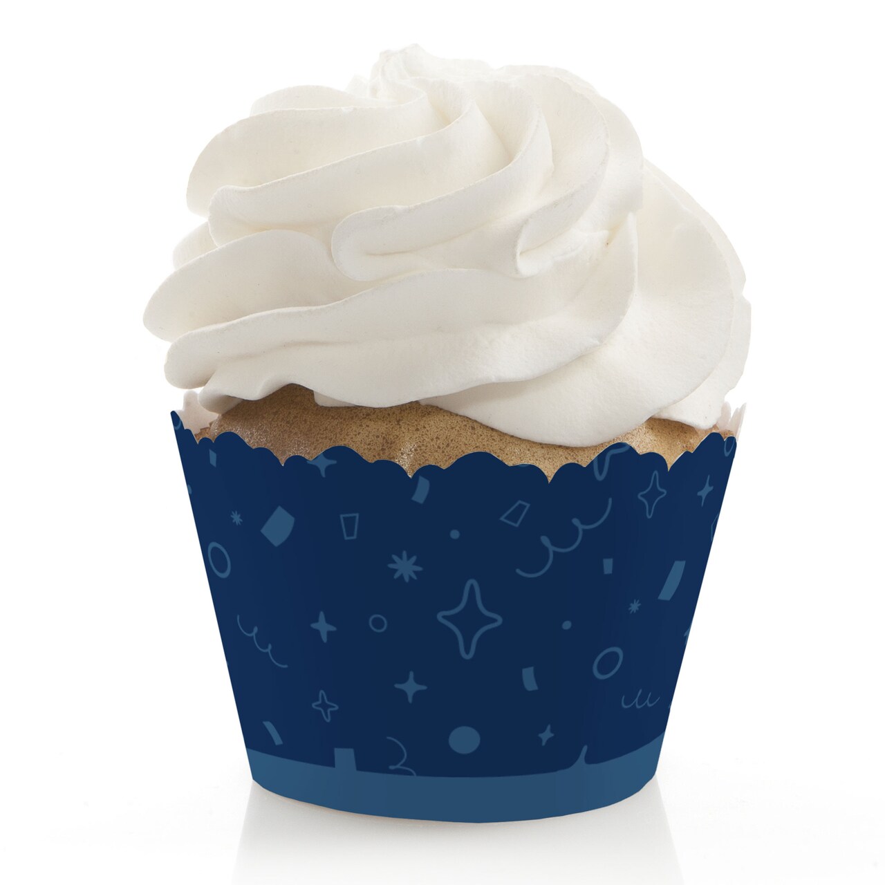 Big Dot of Happiness Navy Confetti Stars - Simple Party Decorations - Party Cupcake Wrappers - Set of 12